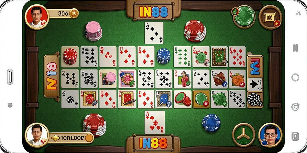 Screenshot gameplay IN88 yang menampilkan suasana seru bermain Gaple.
