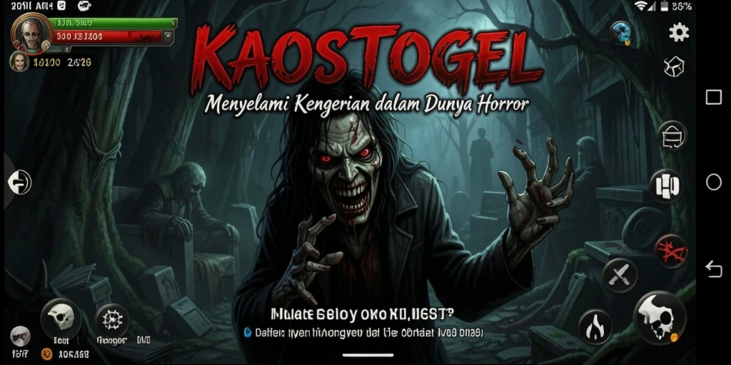 Tangkapan layar gameplay KAOSTOGEL menampilkan suasana Horror yang mendebarkan.