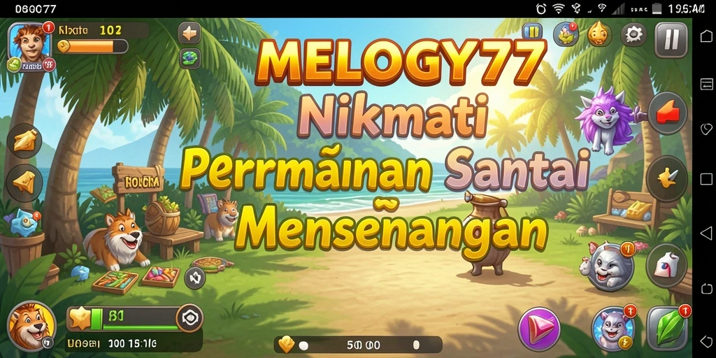 Tampilan gameplay menarik dan penuh warna dalam MELODY77.