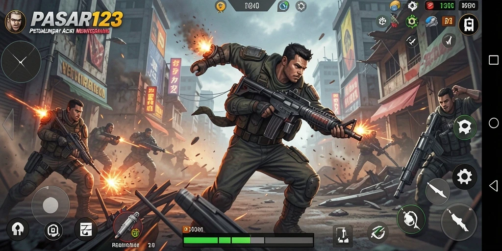 Tampilan screenshot PASAR123 dengan aksi pertarungan yang mendebarkan.