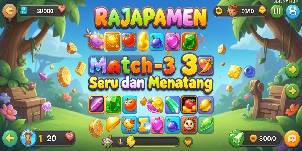 Screenshot gameplay seru RAJAPAMEN dengan level Match-3 yang menantang.