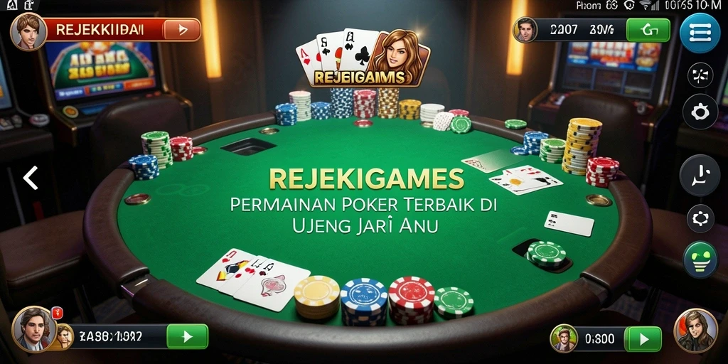 Screenshot menunjukkan gameplay seru di REJEKIGAMES dengan interaksi pemain.