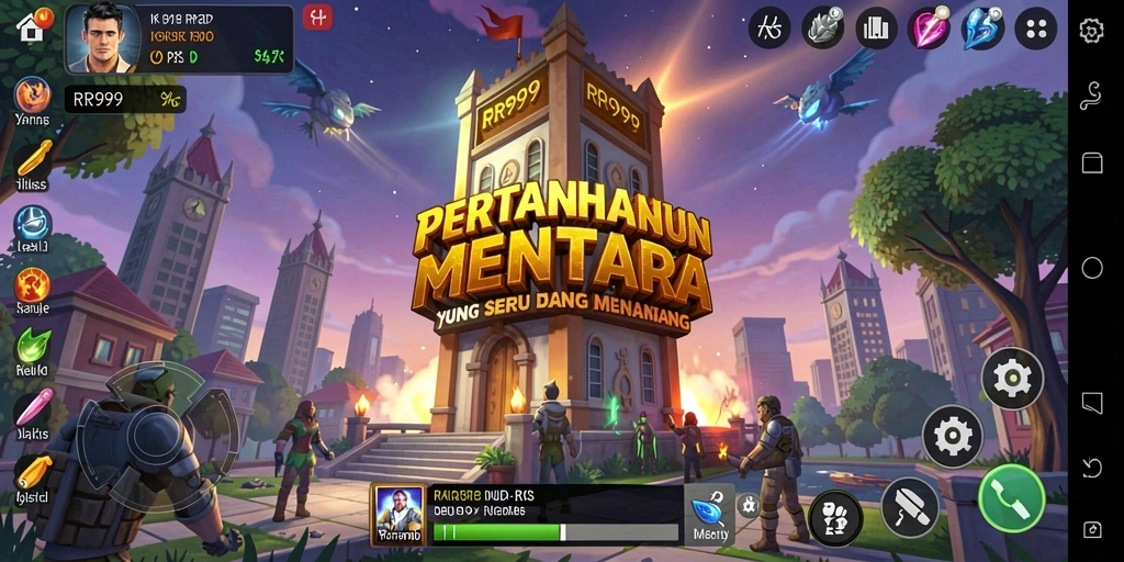 Tampilan gameplay RR999 yang menegangkan dalam pertahanan menara.